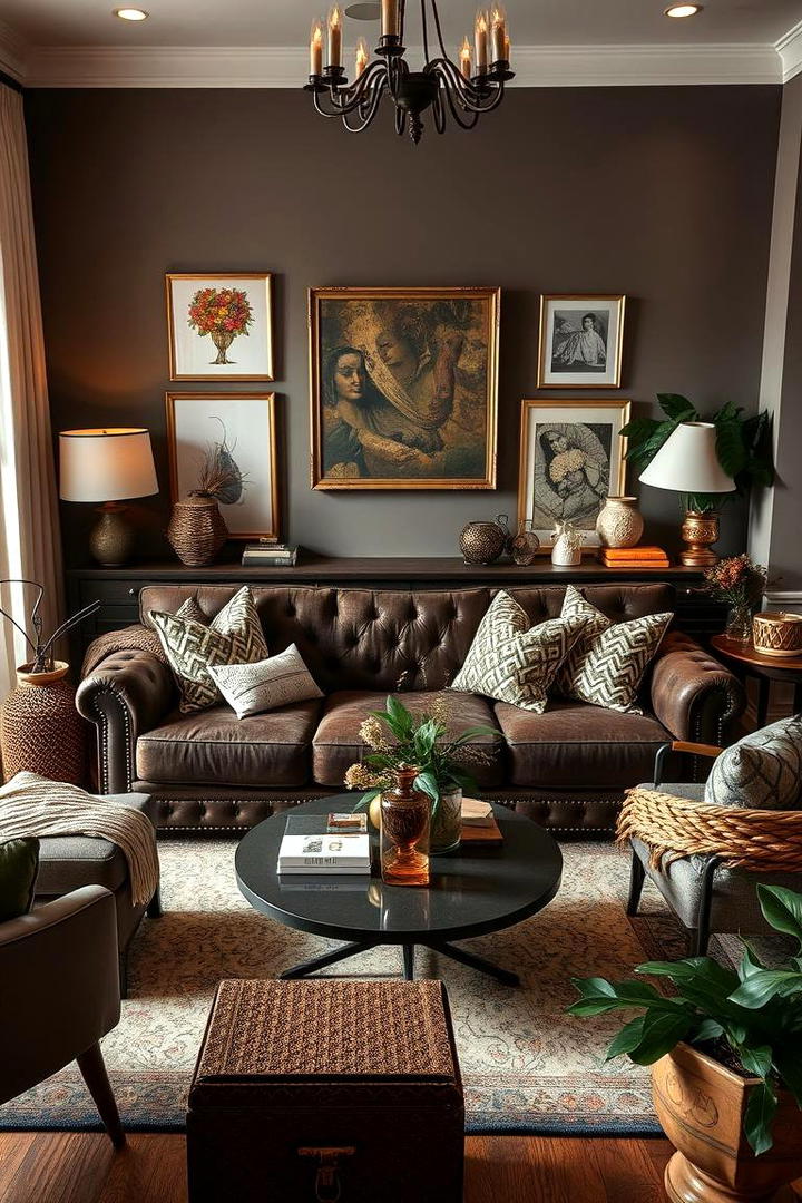 Personalized Space with Custom Details - 30 Dark Brown Couch Living Room Ideas