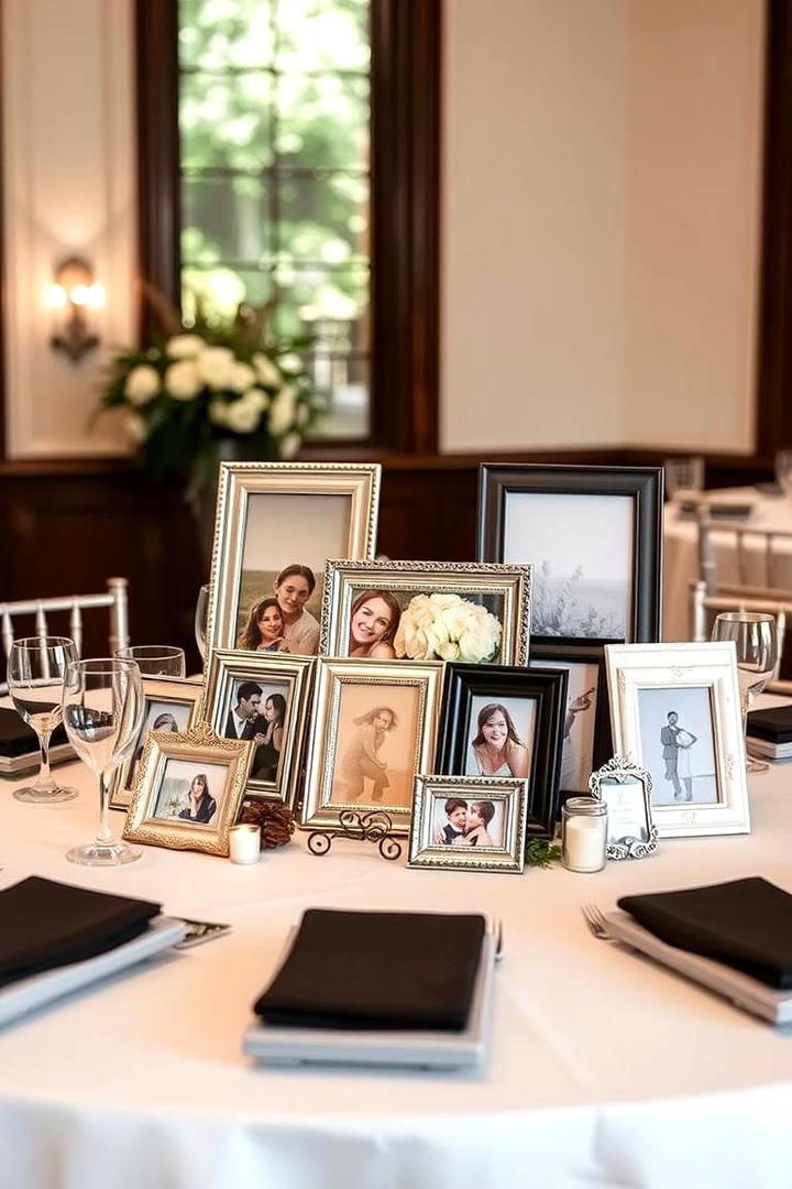 Photo Frame Display - 30 non-floral wedding centerpiece ideas