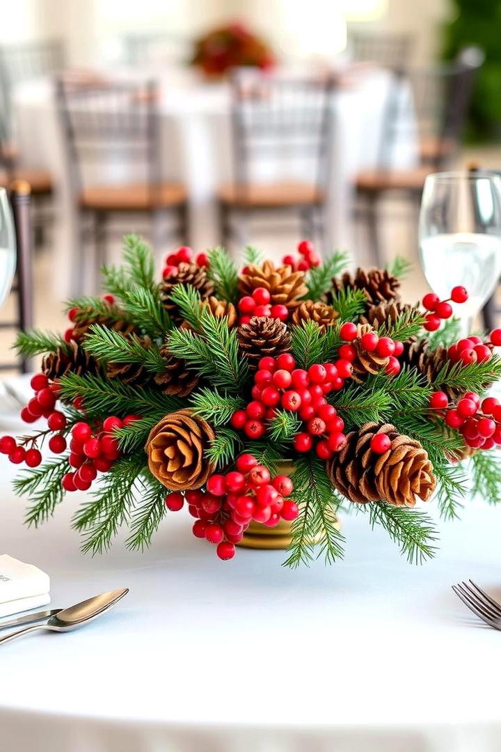 Pine Cone and Berry Arrangement - 30 non-floral wedding centerpiece ideas