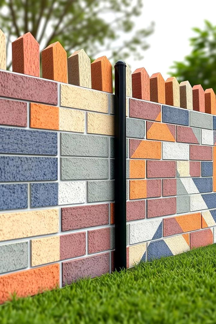 Playful Geometric Patterns - 30 Cinder Block Fence Ideas