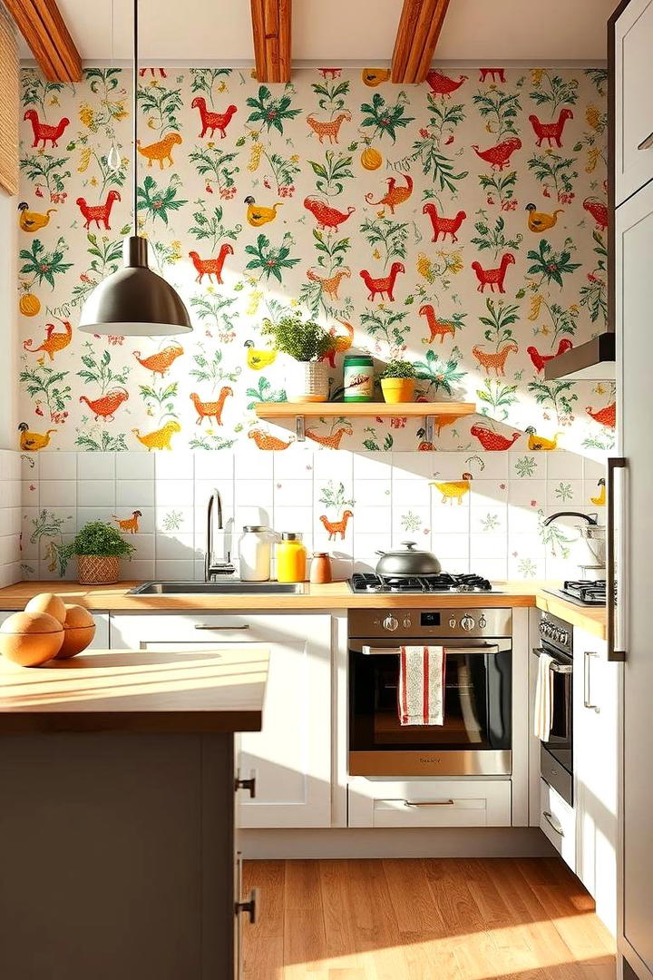 Playful Patterned Prints - 30 Kitchen Wallpaper Ideas