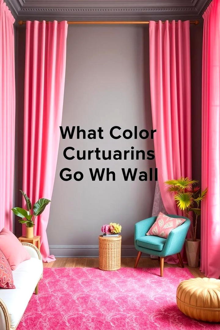 Playful Pink Accents - 30 What Color Curtains Go With Gray Walls