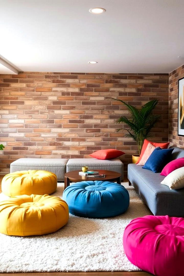 Plush Basement Poufs and Floor Cushions - 30 Basement Furniture Ideas