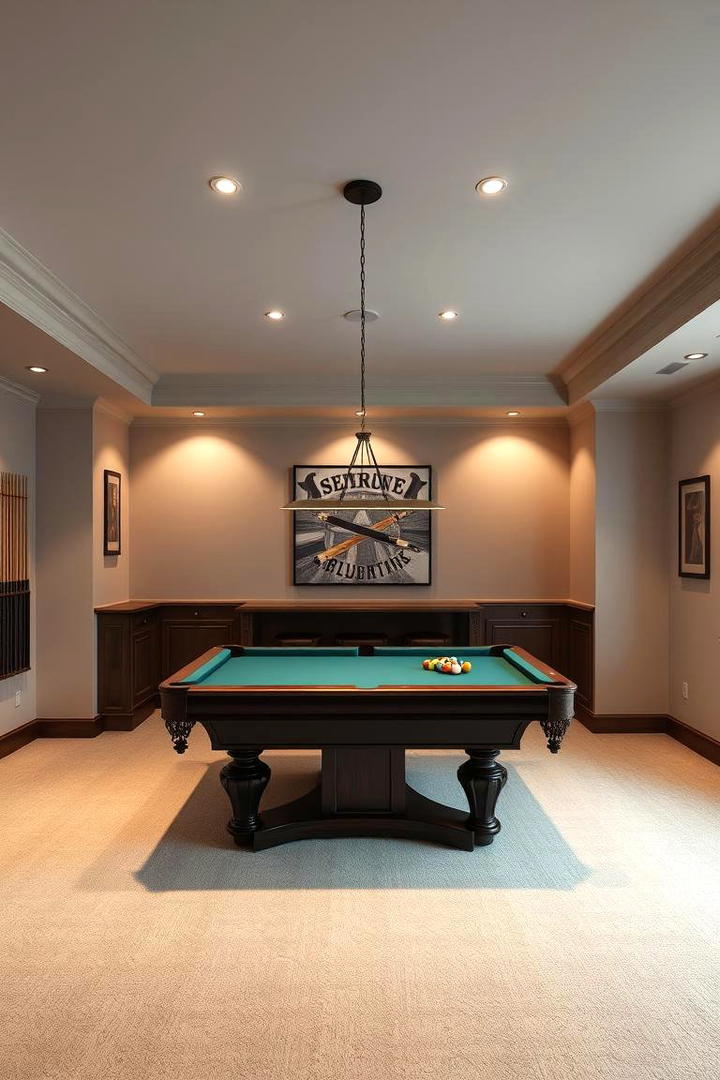 Pool Table and Billiards Room - 30 Basement Game Room Ideas