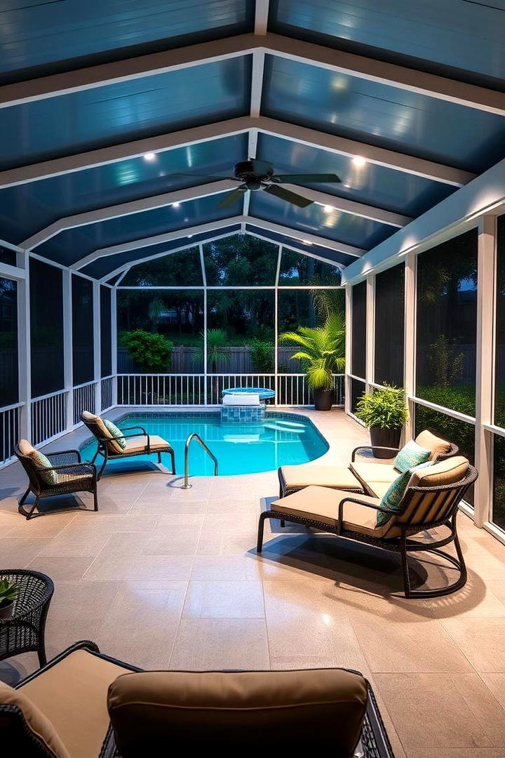 Poolside Screened in Deck - 30 Screened-in Deck Ideas