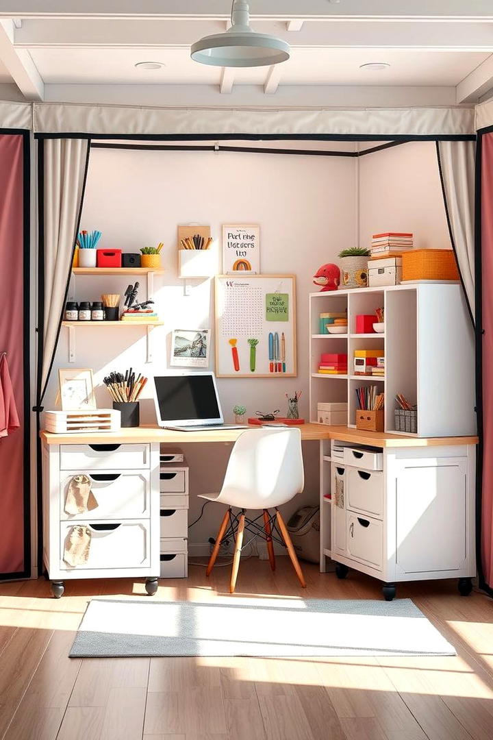 Portable Craft Corner - 30 Craft Room Ideas