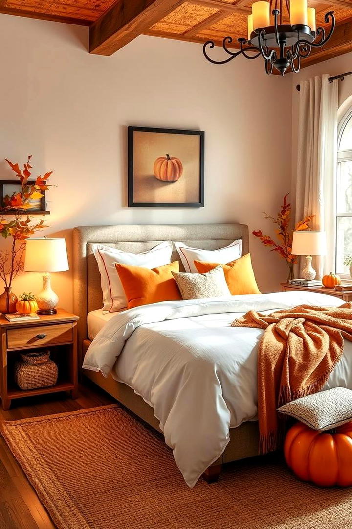 Pumpkin Inspired Accents - 30 Fall Bedroom Decor Ideas