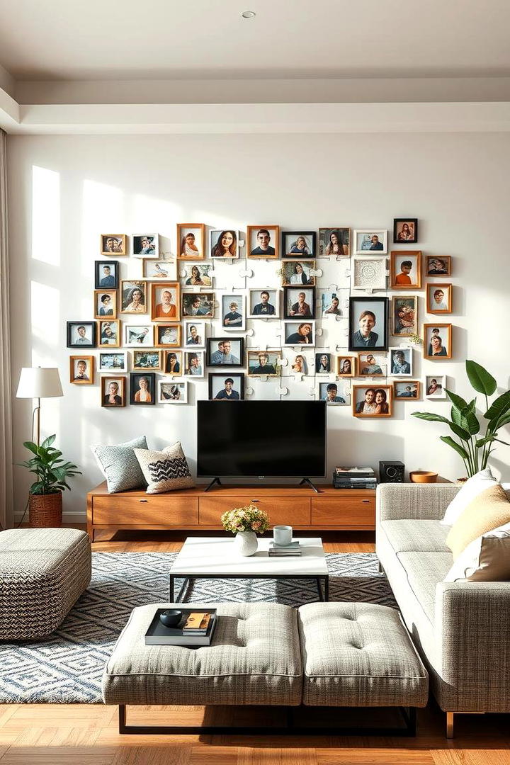 Puzzle Piece Arrangement - 30 Family Picture Wall Ideas