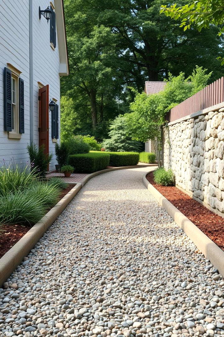 Quaint Gravel Pathway with Curbs - 30 Gravel Driveway Ideas