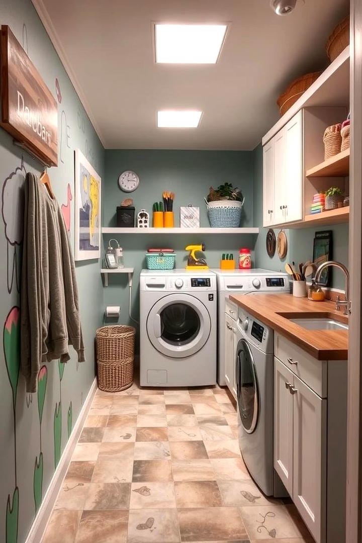 Quirky Details with Artistic Touches - 30 basement laundry room ideas