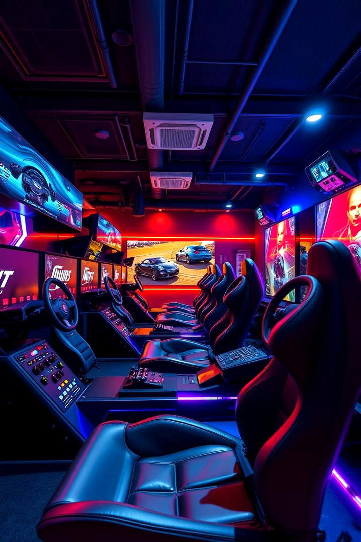 Racing Simulator Lounge - 30 Game Room Ideas