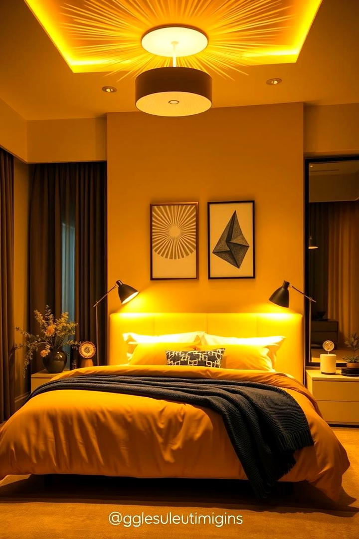 Radiant Lighting Fixtures - 30 Yellow Bedroom Ideas