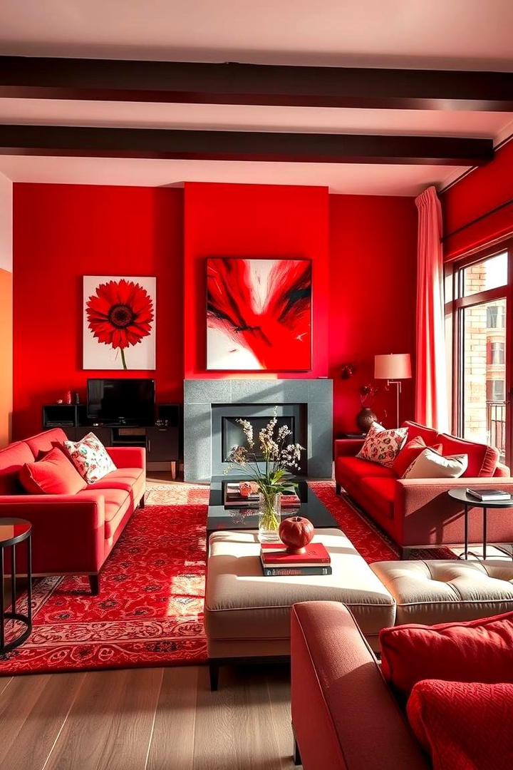 Radiant Red Accents - 30 Colorful Living Room Ideas