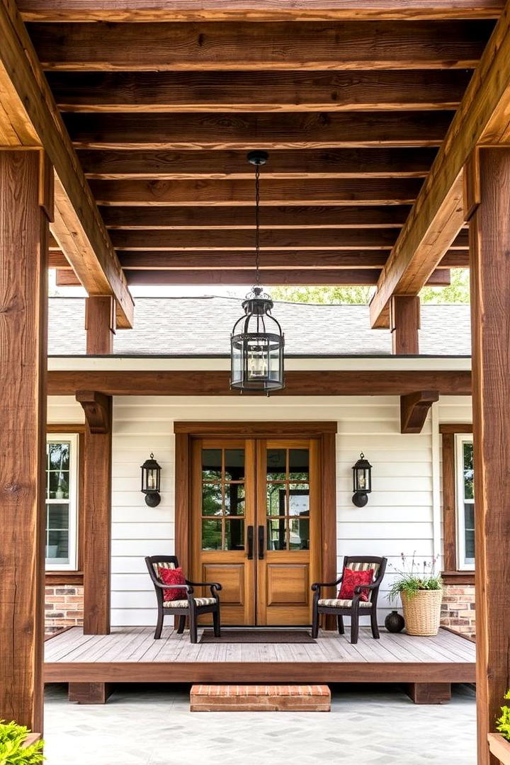 Reclaimed Barn Wood Pergola - 30 Rustic Front Porch Ideas