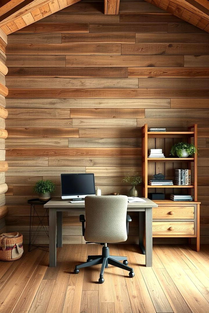 Reclaimed Barn Wood Walls - 30 Rustic Home Office Ideas