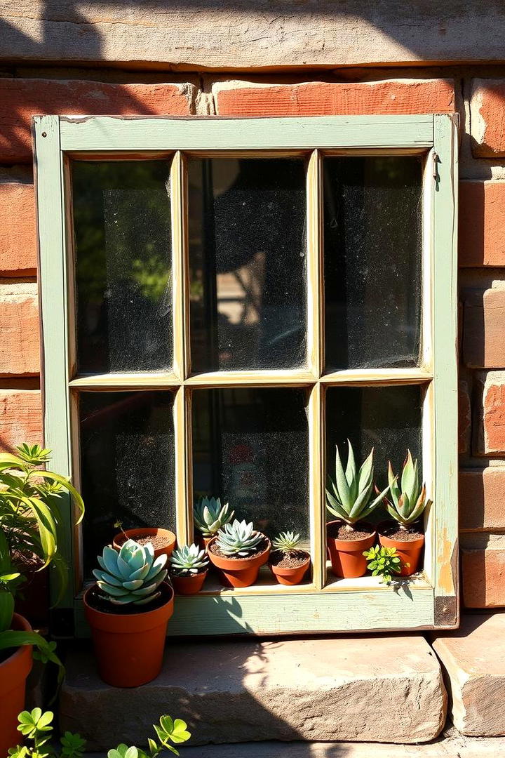 Reclaimed Window Frame Garden - 30 Outdoor Succulent Container Ideas