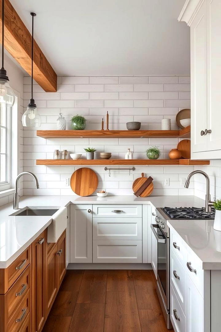 Reclaimed Wood Accents - 30 Rustic White Kitchen Ideas