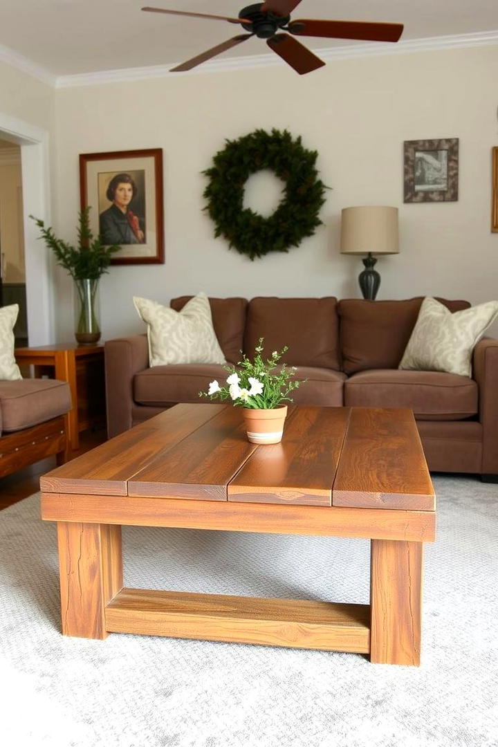 Reclaimed Wood Coffee Table - 30 Small Rustic Living Room Ideas