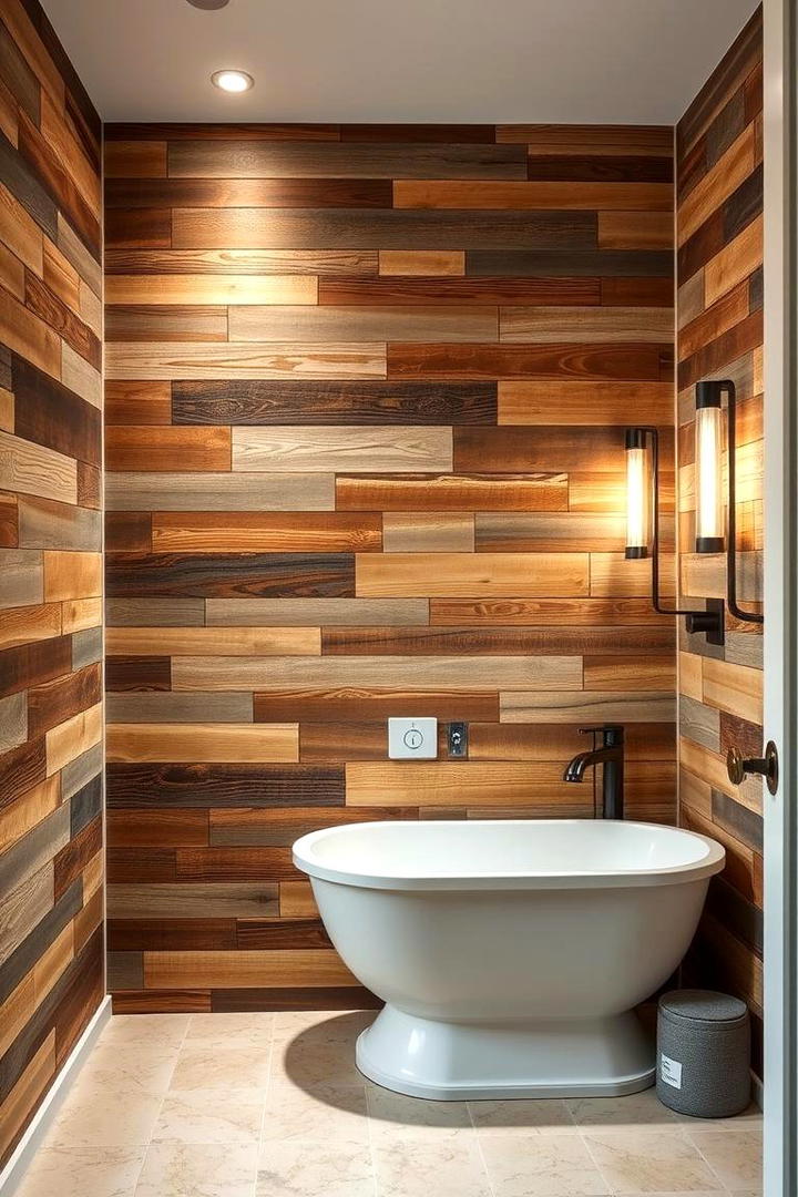 Reclaimed Wood Installation - 30 Bathroom Wall Ideas