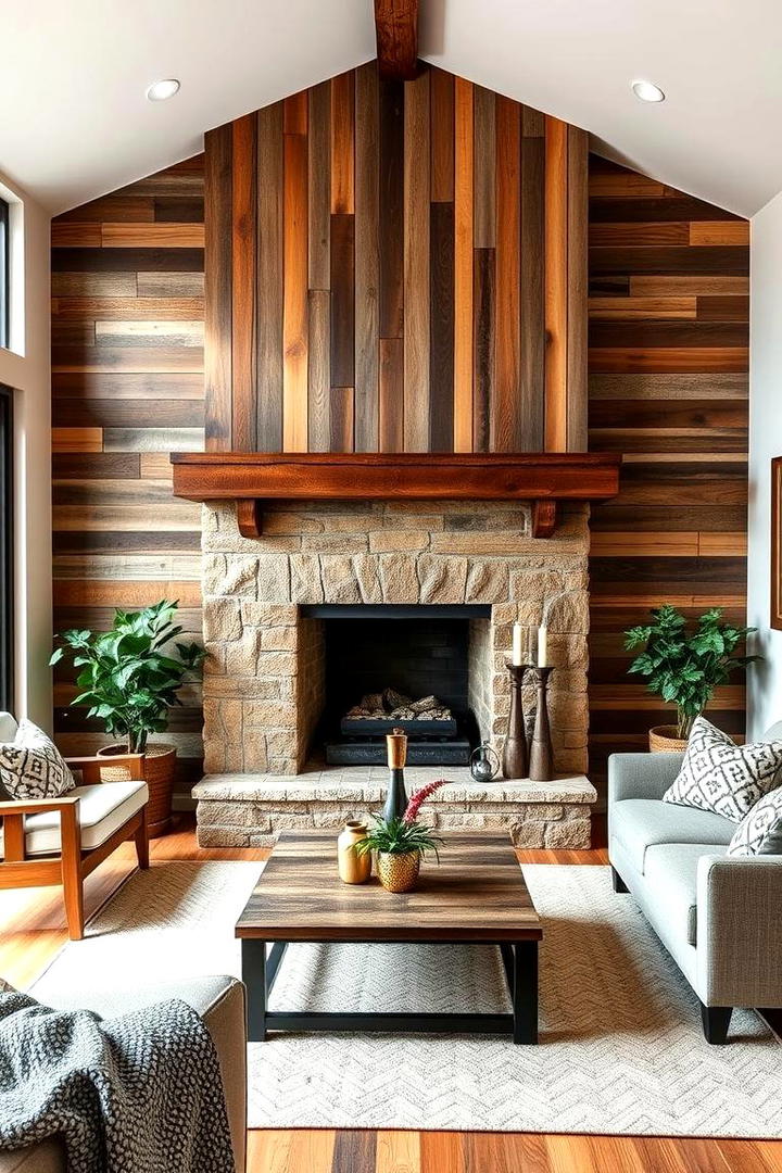 Reclaimed Wood Mantelpiece - 30 Small Rustic Living Room Ideas