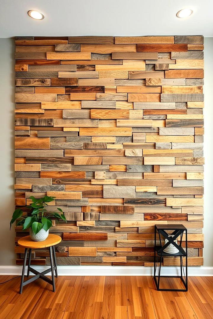 Reclaimed Wood Mosaic - 30 Barnwood Accent Wall Ideas