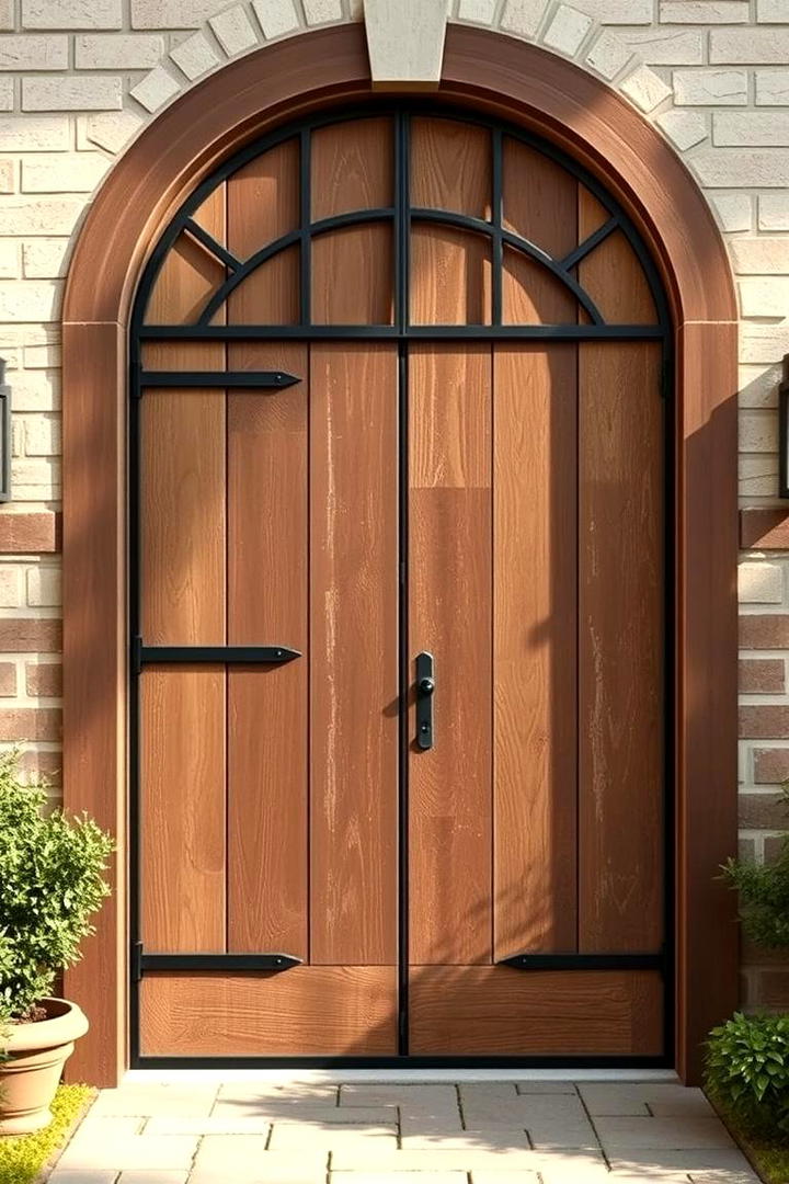 Reclaimed Wood and Iron Door - 30 Farmhouse Front Door Ideas