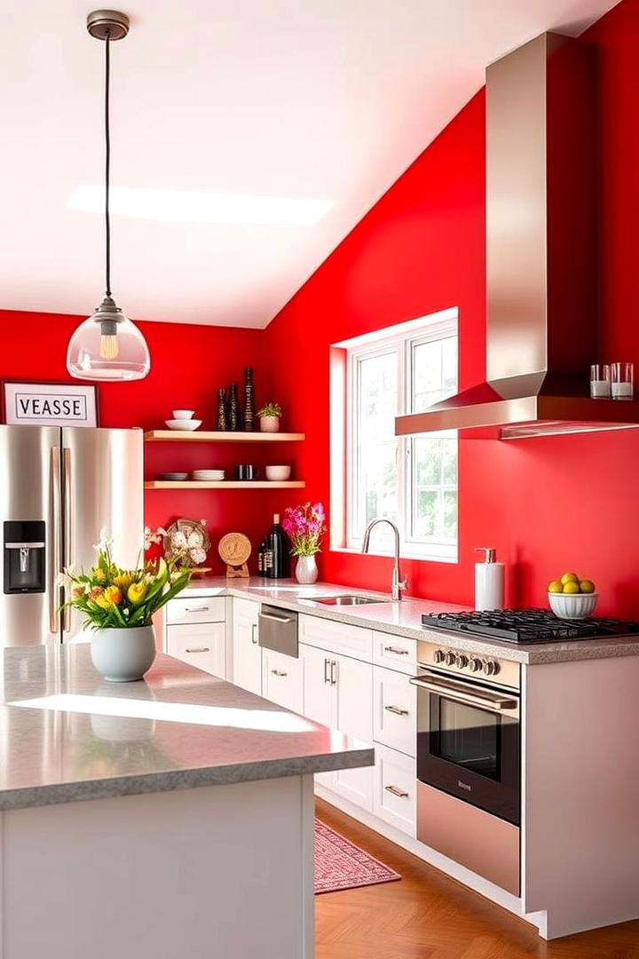 Red Accent Walls - 30 Red Kitchens