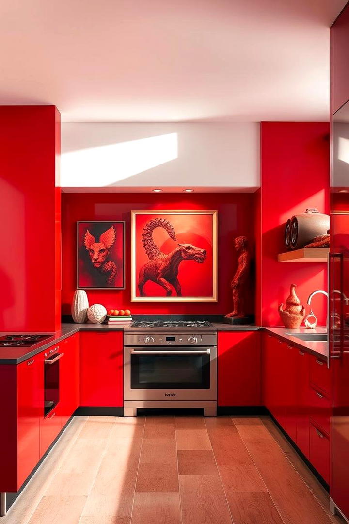 Red Kitchen Artwork Display - 30 Red Kitchens