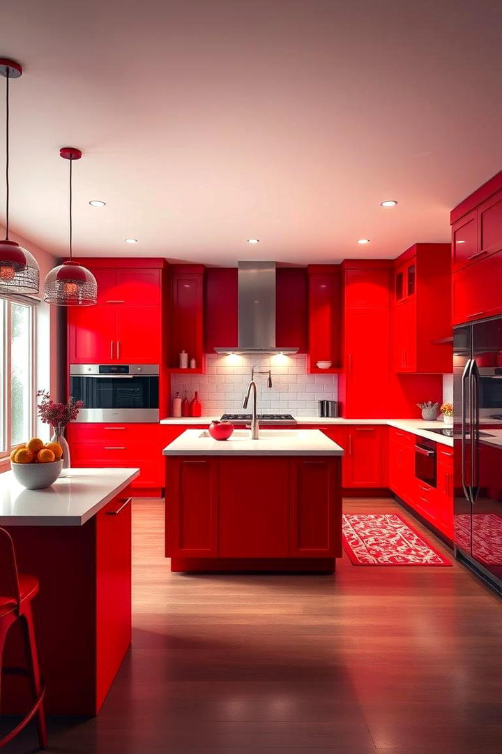 Red Kitchen Island Statement - 30 Red Kitchens