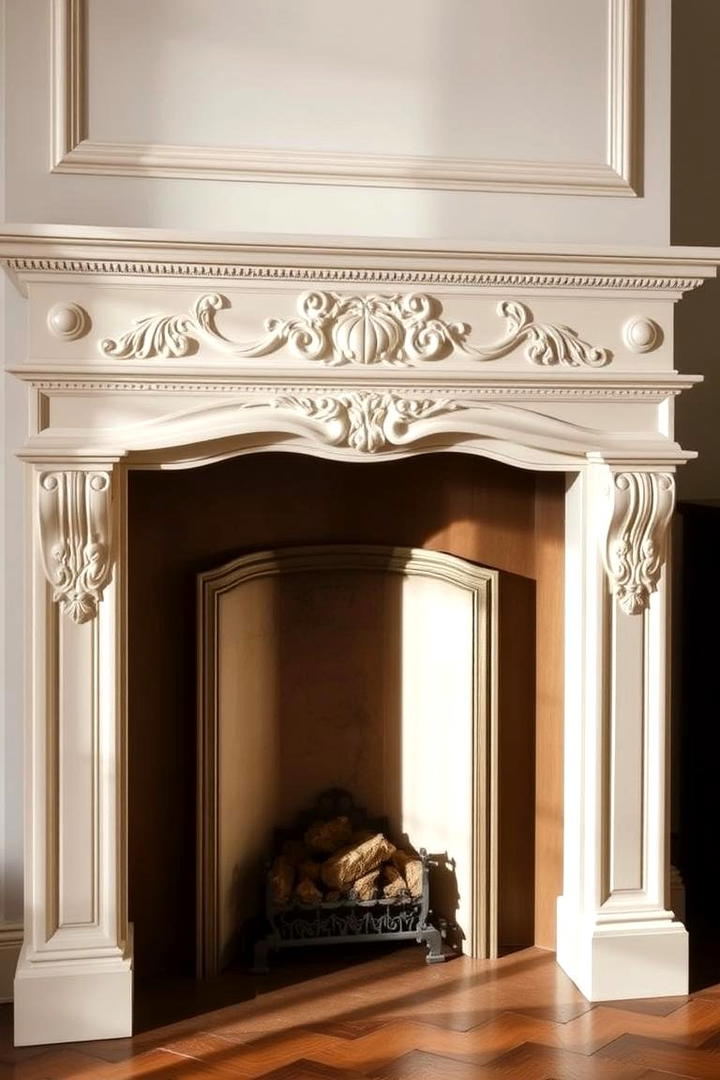 Refined Ornate Mantel - 30 French Country Fireplace Ideas