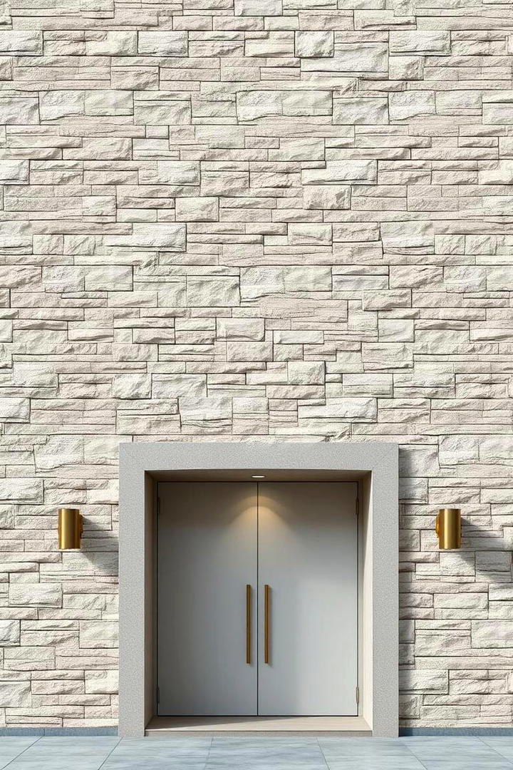 Refined Stacked Limestone Wall - 30 Stone Wall Ideas