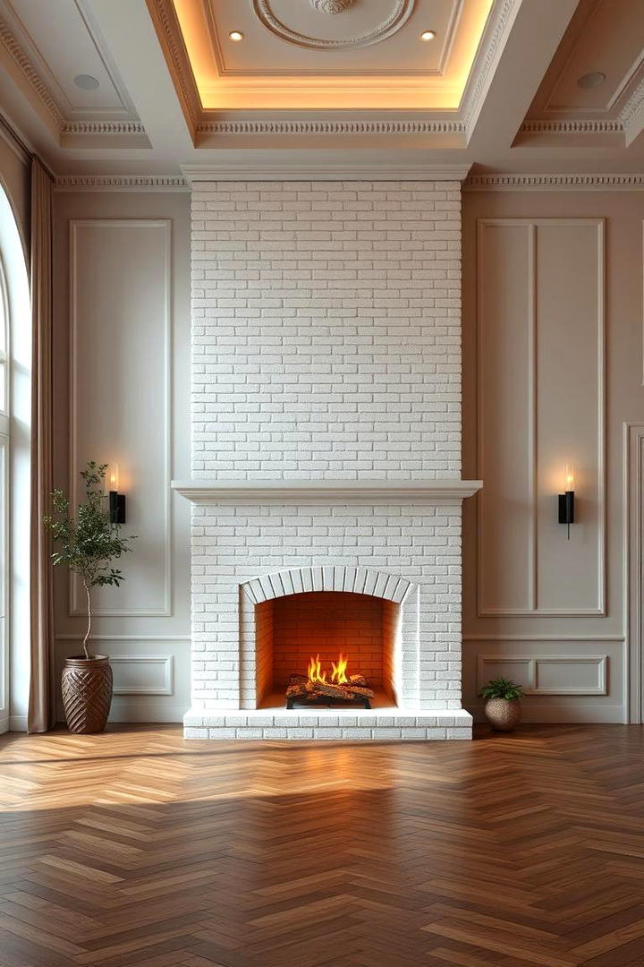 Refined White Brick Elegance - 30 White Brick Fireplace Ideas