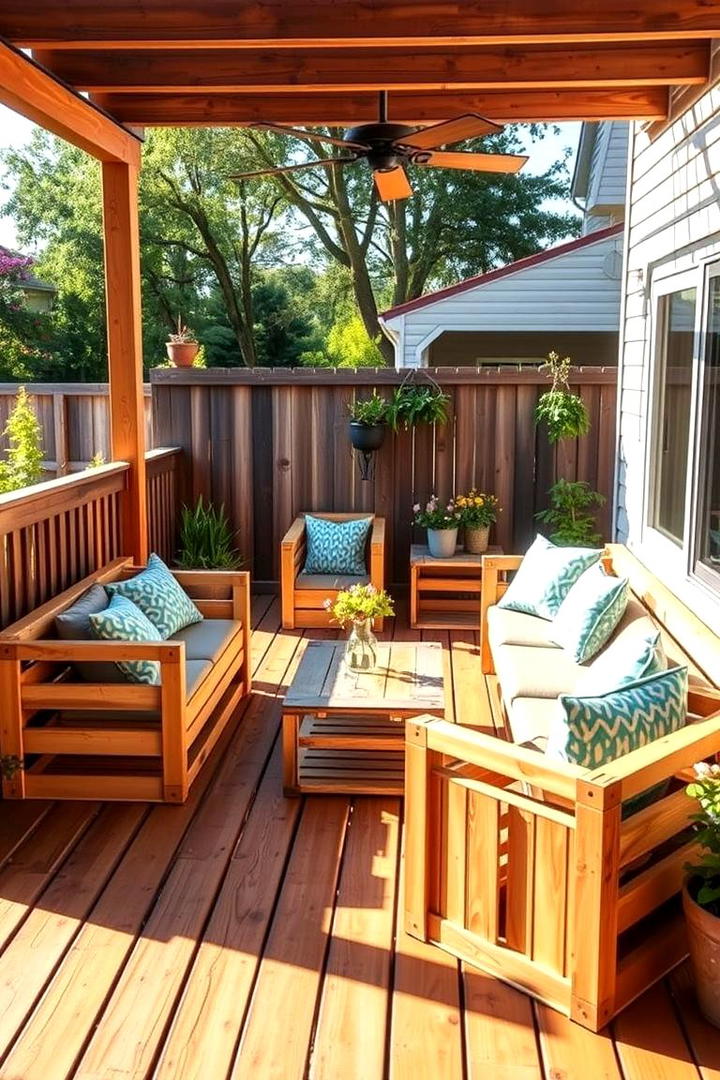 Repurposed Crate Seating Area - 30 Backyard Deck Ideas on a Budget