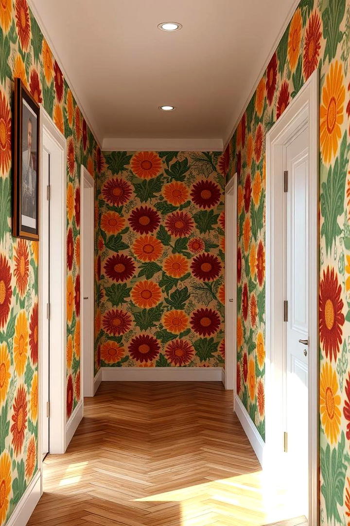 Retro 70s Vibes for a Funky Hallway Makeover - 30 Hallway Wallpaper Ideas