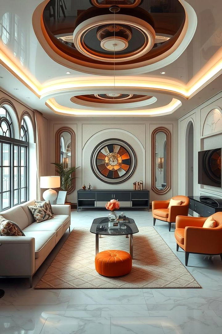 Retro Futuristic Appeal - 30 Art Deco Living Room Ideas