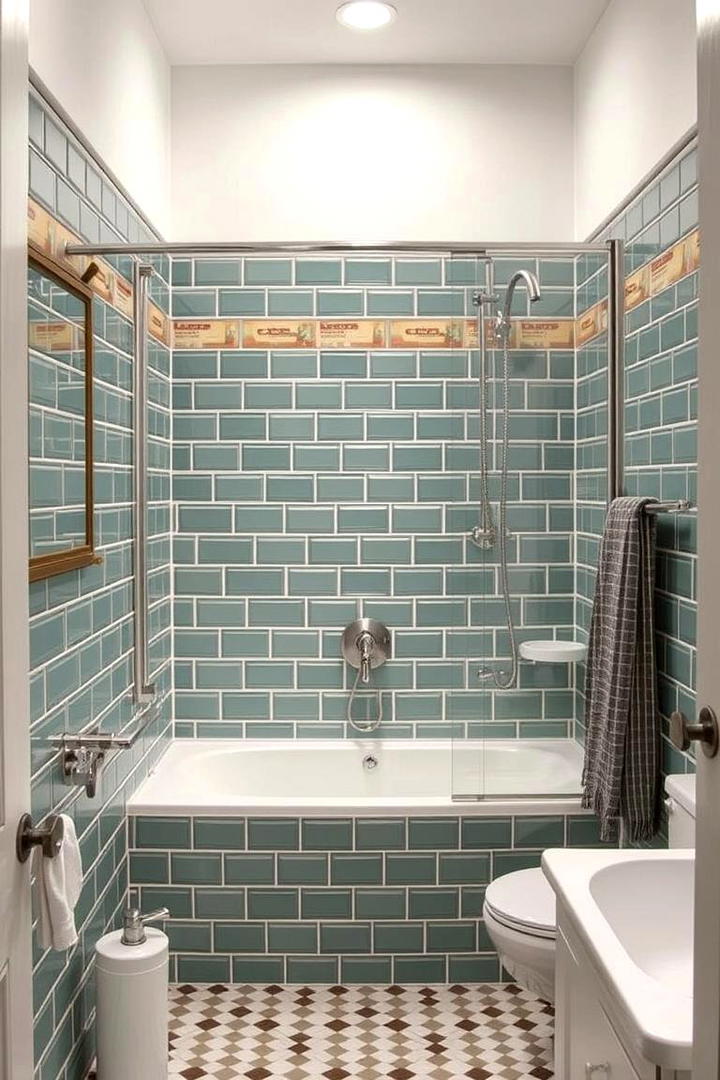 Retro Inspired Corner Shower - 30 Corner Shower Ideas