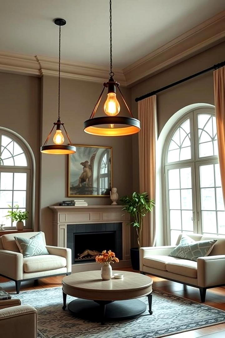 Retro Pendant Glow - 30 Living Room Ceiling Lighting Ideas