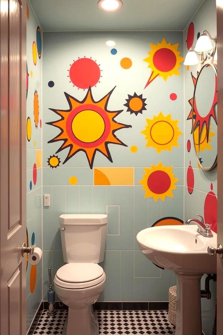 Retro Pop Art Mural - 30 Bathroom Wall Ideas