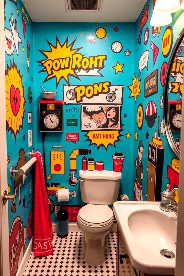 Retro Pop Culture Tribute - 30 Bathroom Mural Ideas