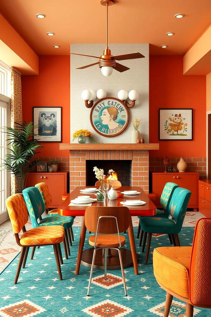 Retro Revival Energy - 30 Dining Room With Fireplace