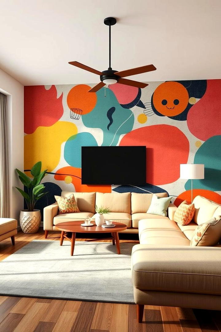 Retro Wall Murals - 30 1950s Living Room Ideas