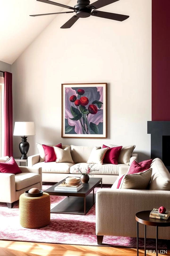 Rich Berry Infusion - 30 Colorful Living Room Ideas