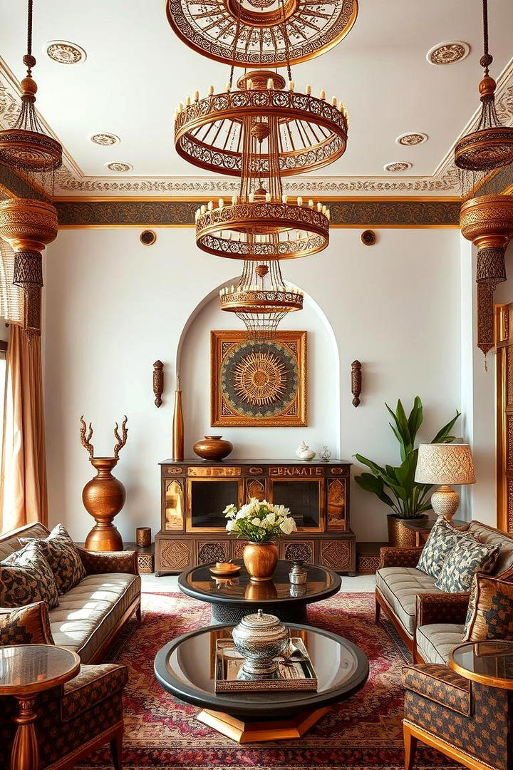 Rich Metal Accents - 30 Moroccan Living Room Ideas