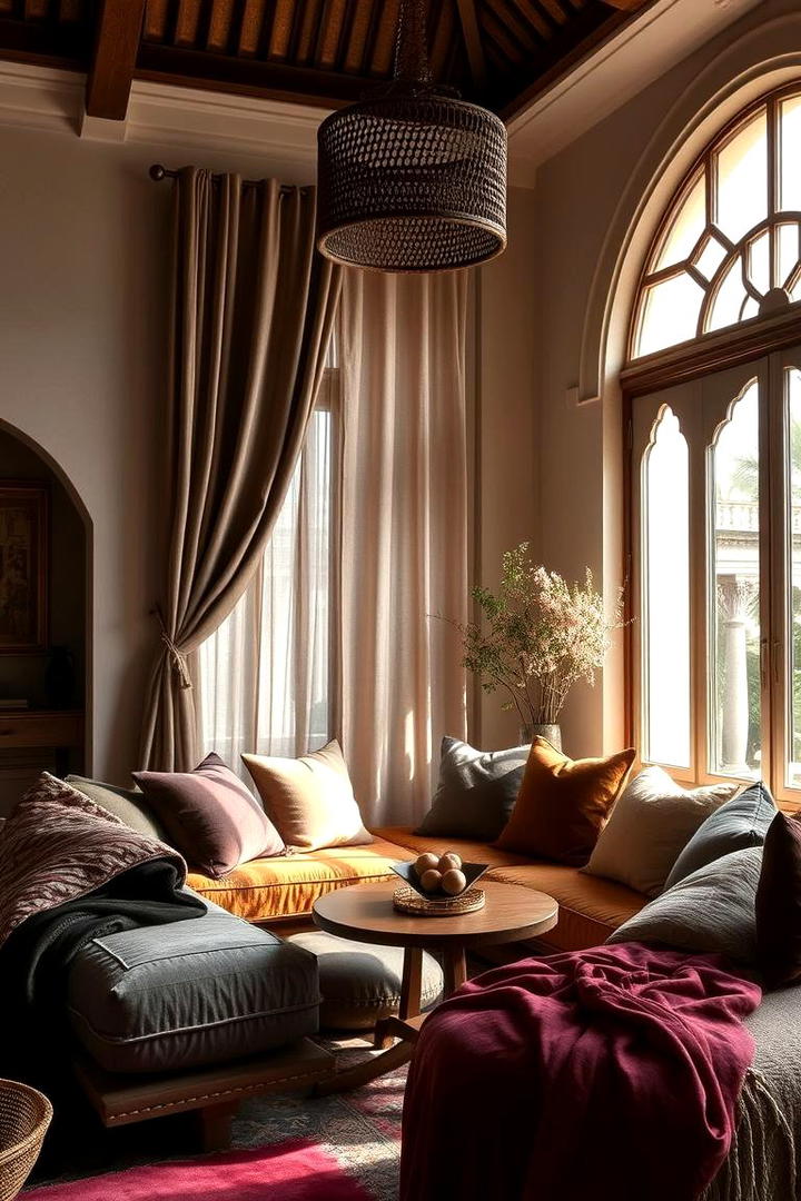 Rich Textured Fabrics - 30 Moroccan Living Room Ideas