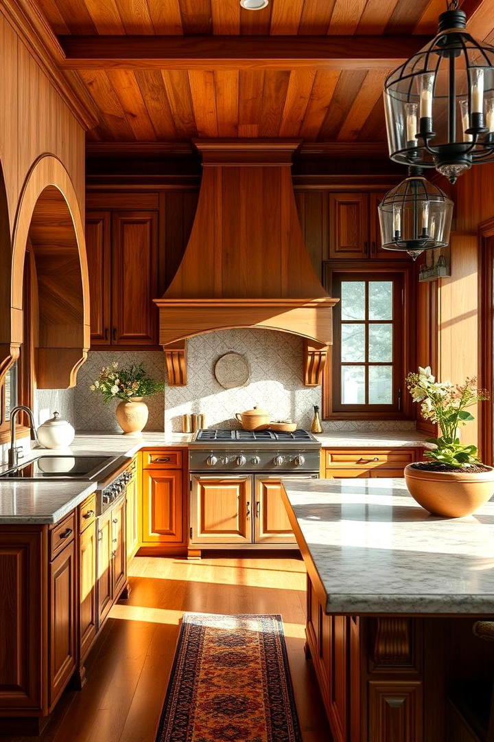 Rich Wood Paneling - 30 Spanish Style Kitchen Ideas