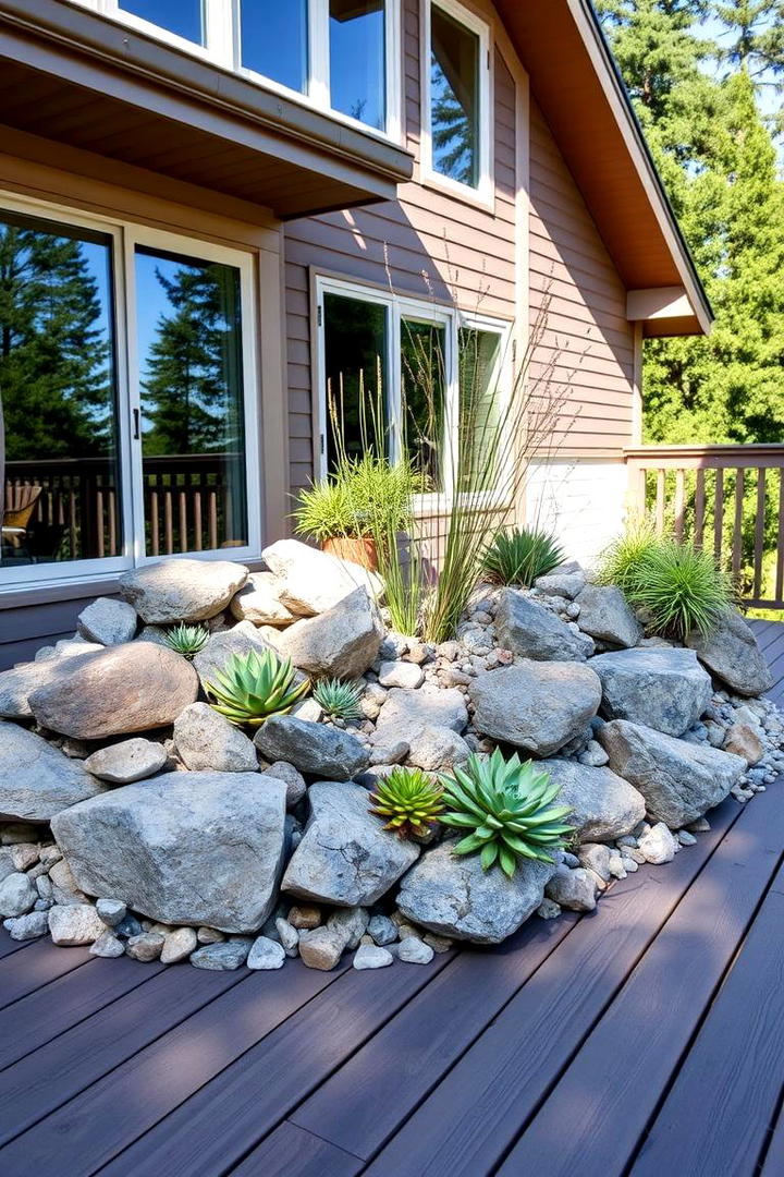 Rock Garden Accent - 30 Deck Decorating Ideas With Plants