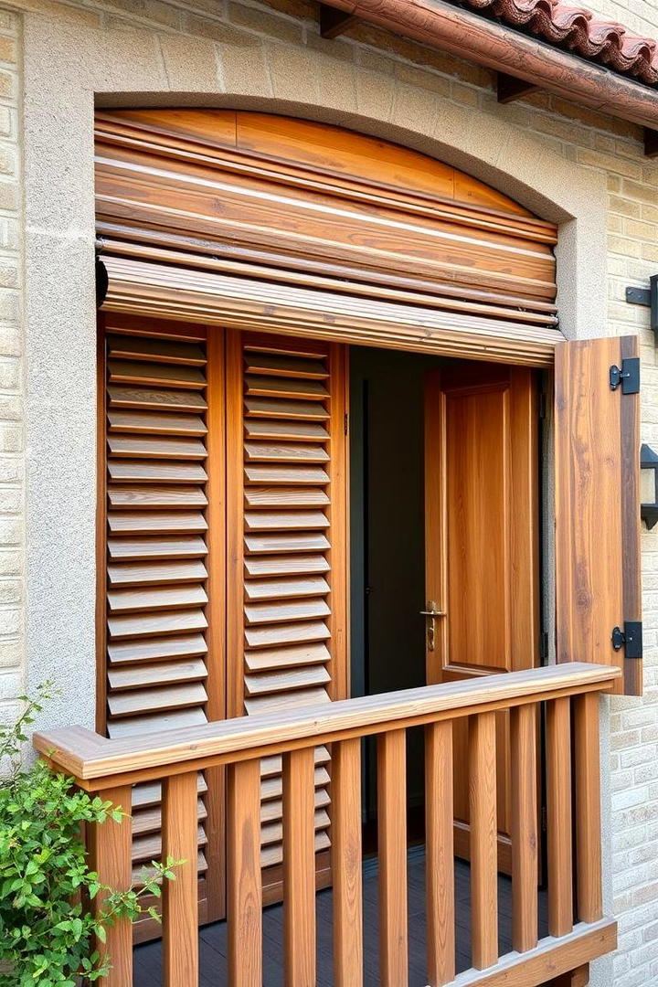 Roll up Wooden Shutters - 30 Balcony Privacy Ideas