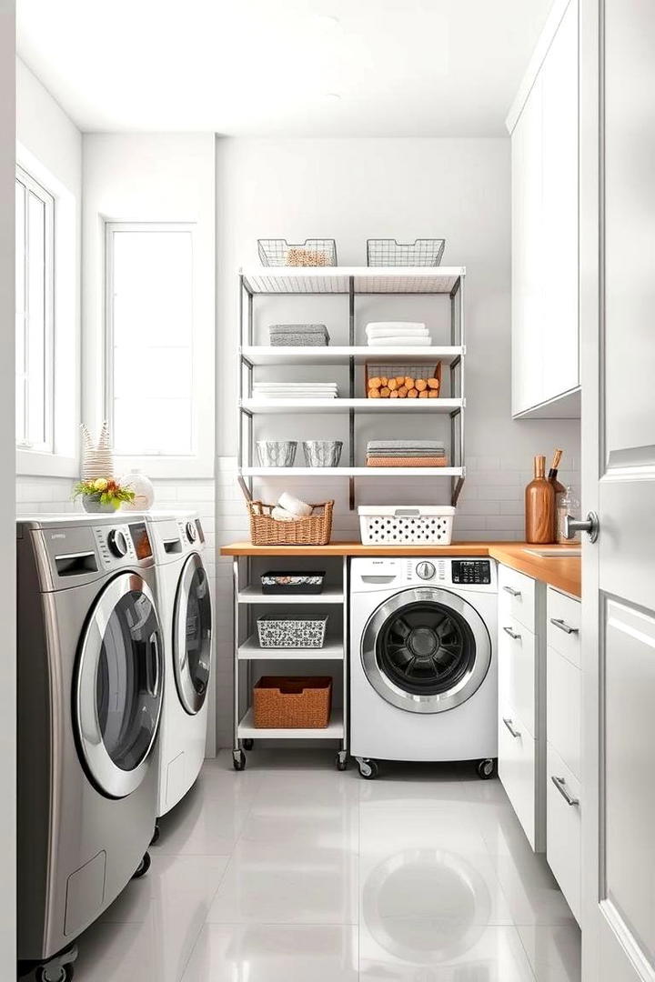 Rolling Laundry Shelf Units - 30 Laundry Room Shelf Ideas