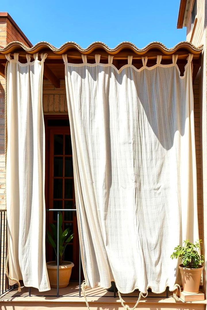 Rope Hanging Fabric - 30 Balcony Privacy Ideas