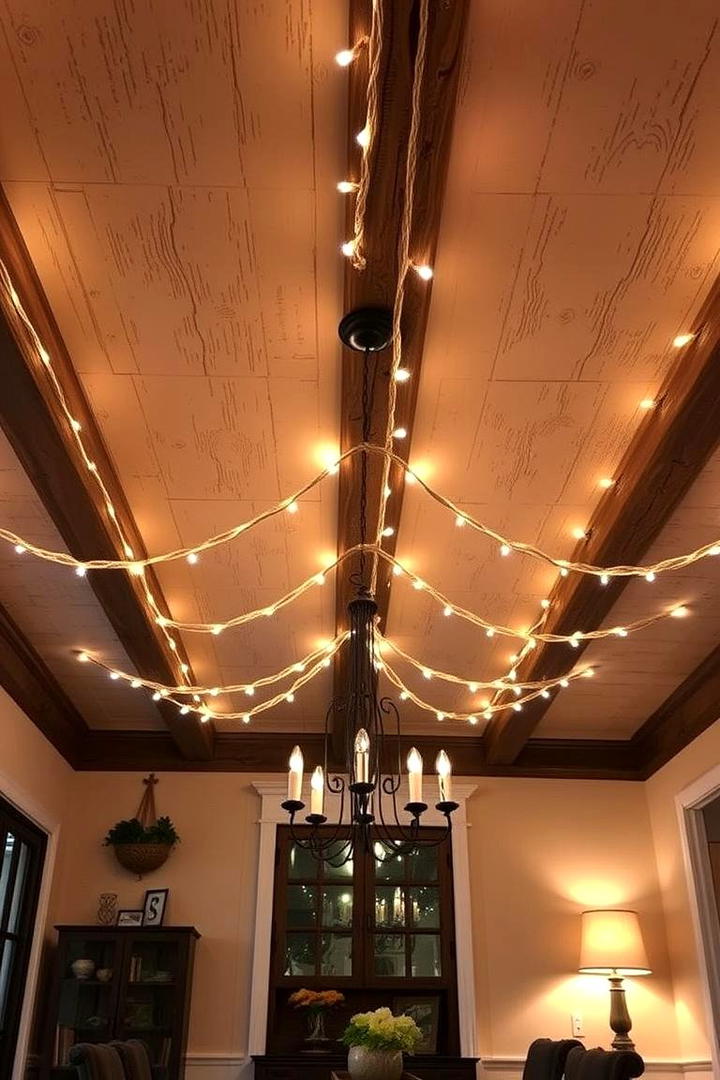 Rope Lighting Accents - 30 Rustic Ceiling Ideas